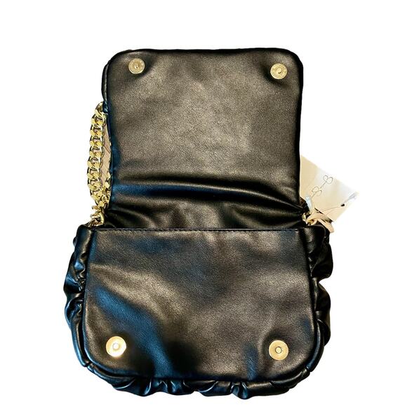 Jessica Simpson Elegant Quilted Black Shoulder Bag with Gold Chain Strap NWT - Picture 12 of 16